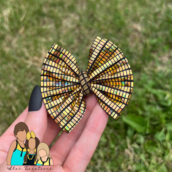 Gold Disco 3” Mini Bow