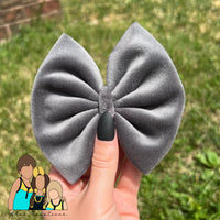 Charcoal Grey Velvet - Big Bow