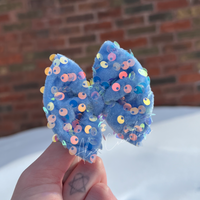 Baby Blue Sequins - 3” Mini Bow