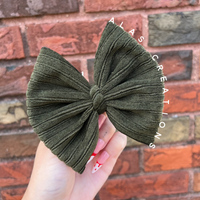 Olive Ribbed Corduroy - Big Bow