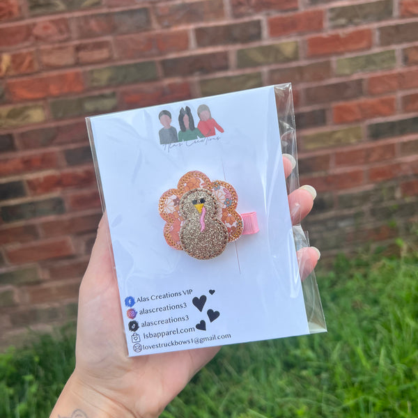 Pink Floral Turkey Feltie