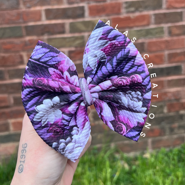 Purple Floral - Big Bow