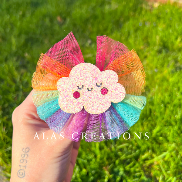 Cloudy Days Tulle Bow - Clip