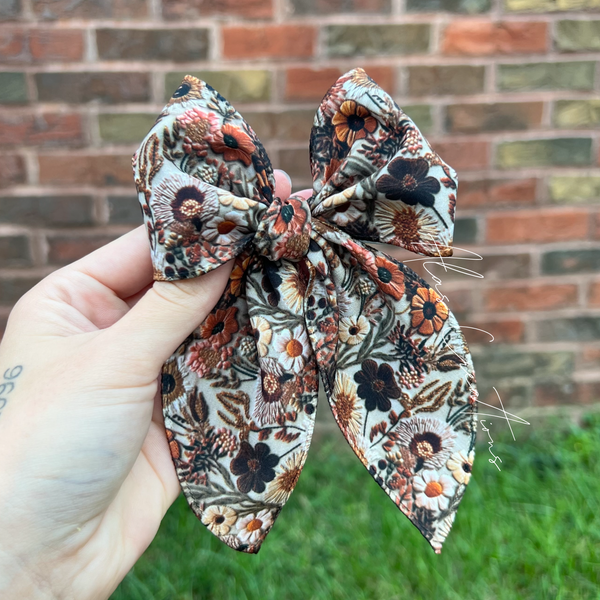 Deep Fall Floral Large Emma Bow