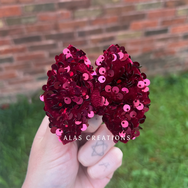 Cranberry Sequins - 3” Mini Bow