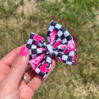 Pink Doll Checkers - 3” Mini Bow