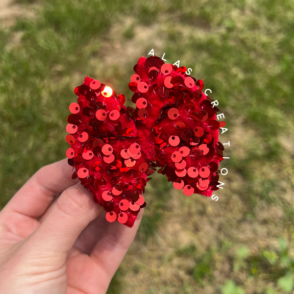 Blood Red Sequins - 3” Mini Bow