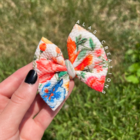Bright Embroidery Floral - 3” Mini Bow