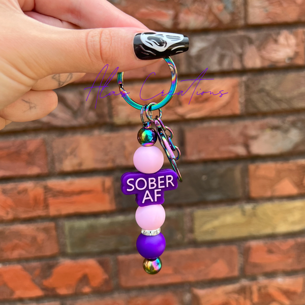 Purple Sober AF Keychain