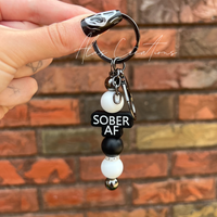 Black Sober AF Keychain