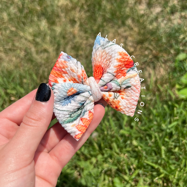 Summery Embroidery Floral - 3” Mini Bow