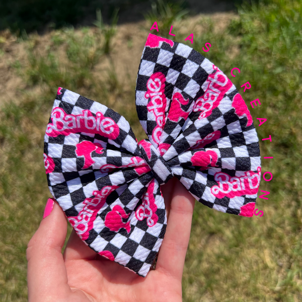 Pink Doll Checkers - Big Bow