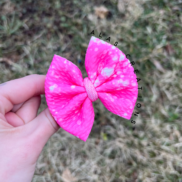 Hot Pink Acid Wash - 3” Mini Bow
